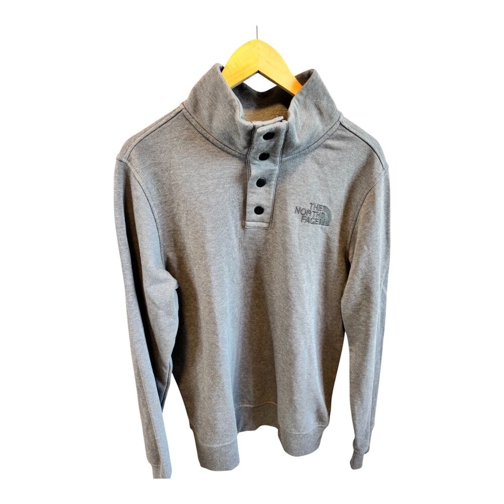 The North Face Men's Gray Quarter Snap Pullover Sweatshirt Size M